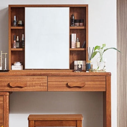 Coiffeuse en bois massif Carlie EMBASSY, meuble de rangement, miroir de courtoisie