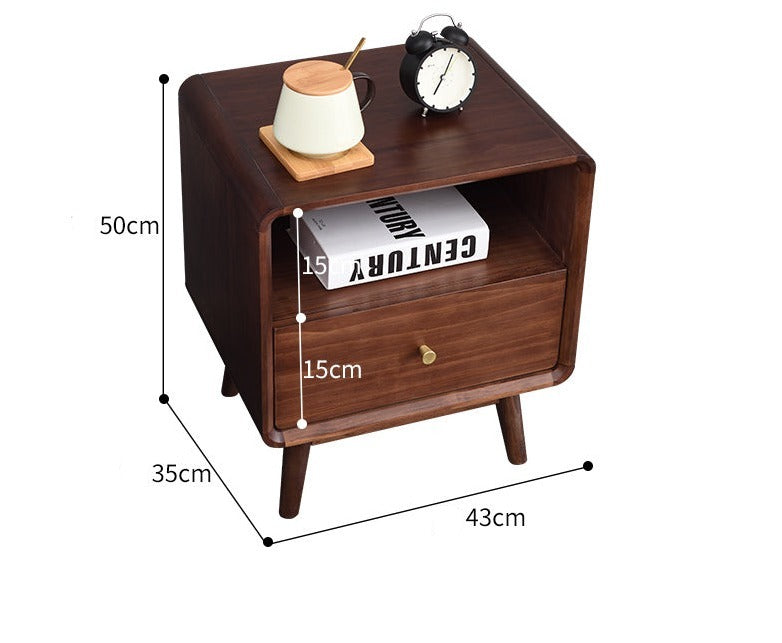 BROOKE MARRIOTT Table de chevet scandinave tout en bois massif nordique (4 couleurs noyer, gris, noir, blanc)