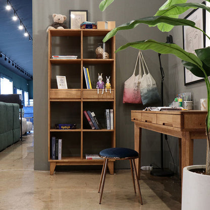 Bibliothèque/Vitrine ANA NEW YORK HILTON en bois dur américain, noyer, couleur naturelle, 3 tailles 
