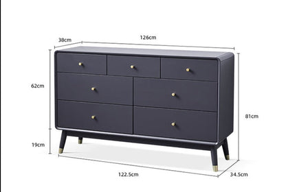 Commode ADELINE COURTYARD en bois massif noir, noyer, blanc, couleur naturelle