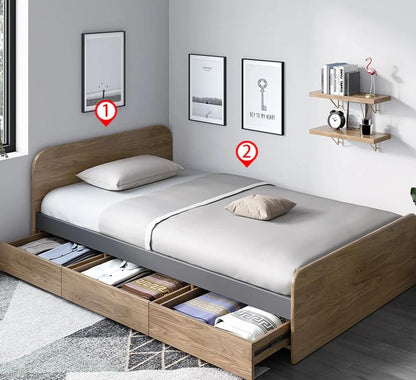 Lit simple / queen en bois massif ELIAS 1 / 1,2 / 1,5 m 