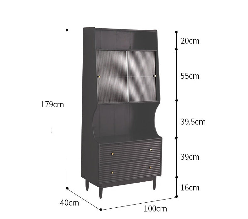 Buffet japonais scandinave en verre ISABEL TOKYO (noyer, noir, gris, blanc) 