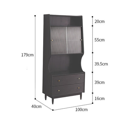 Buffet japonais scandinave en verre ISABEL TOKYO (noyer, noir, gris, blanc) 