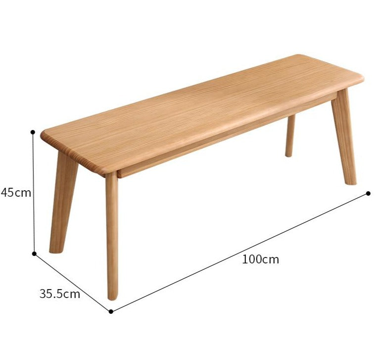 Banc LINCOLN Nordic Modern en bois massif, tabouret long 