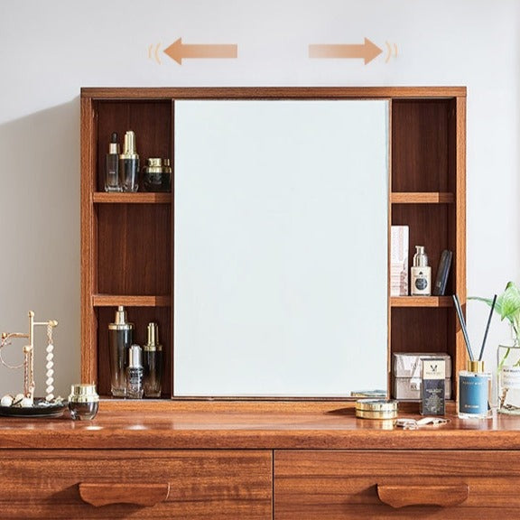 Coiffeuse en bois massif Carlie EMBASSY, meuble de rangement, miroir de courtoisie