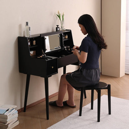 ISABEL TOKYO Commode Coiffeuse Miroir Japonais Scandinave (Couleur Noyer, Noir Blanc, Gris)