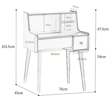 ISABEL TOKYO Commode Coiffeuse Miroir Japonais Scandinave (Couleur Noyer, Noir Blanc, Gris)