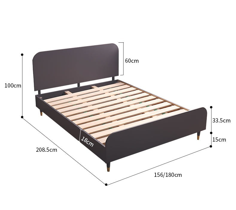 Lit Anastasia HYATT scandinave nordique en bois massif pur pour chambre à coucher (2 tailles, 4 couleurs)