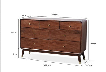 Commode ADELINE COURTYARD en bois massif noir, noyer, blanc, couleur naturelle