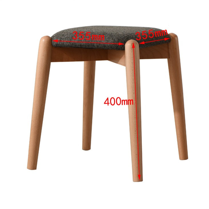 Tabouret de coiffeuse Isabella OSAKA en bois massif, style japonais scandinave, idéal pour le maquillage ou la toilette.