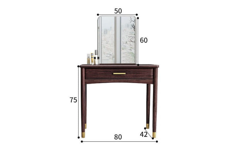 Coiffeuse CARLY Embassy en bois de santal massif avec miroir et meuble de rangement