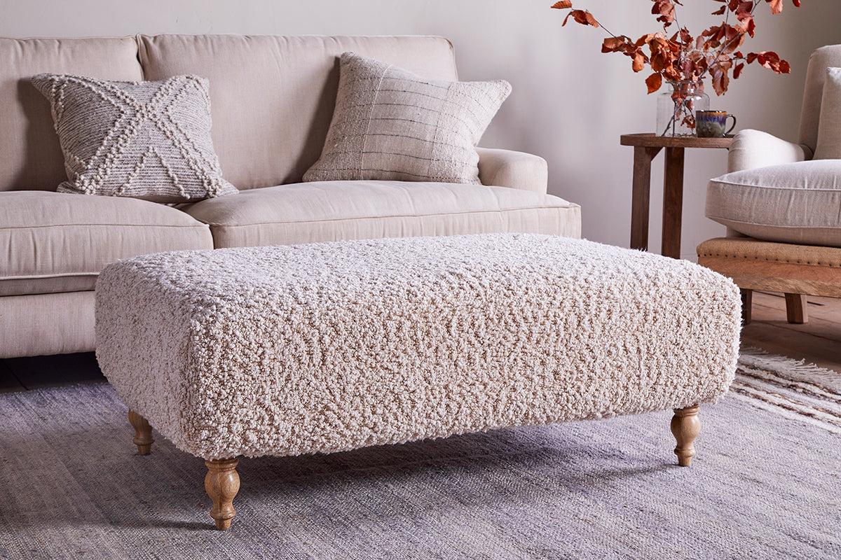 Pouf Otas Teddy - Blanc cassé