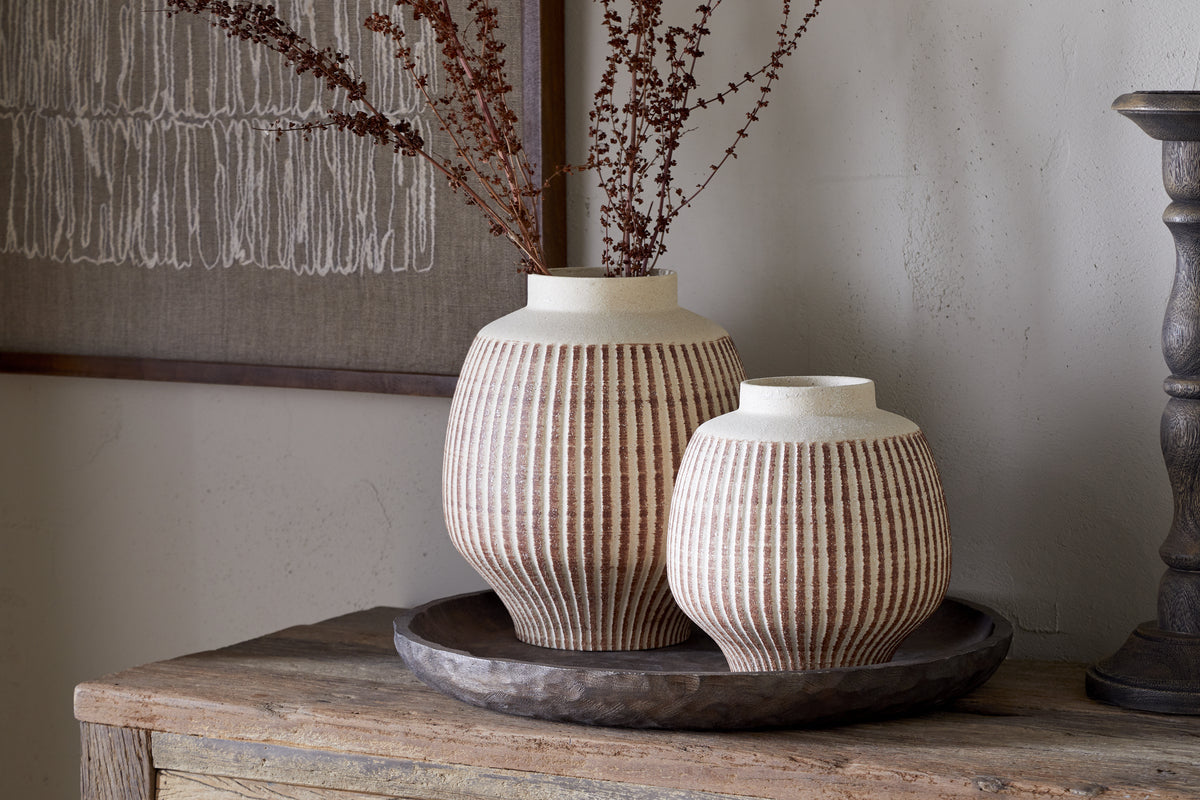 Vase décoratif en émail réactif Perola - Naturel et rouille
