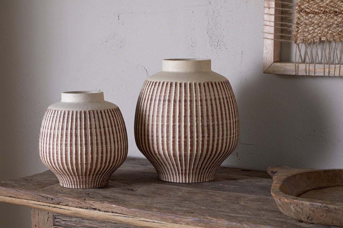 Vase décoratif en émail réactif Perola - Naturel et rouille