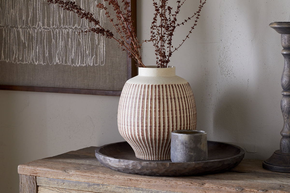 Vase décoratif en émail réactif Perola - Naturel et rouille