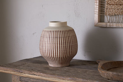 Vase décoratif en émail réactif Perola - Naturel et rouille