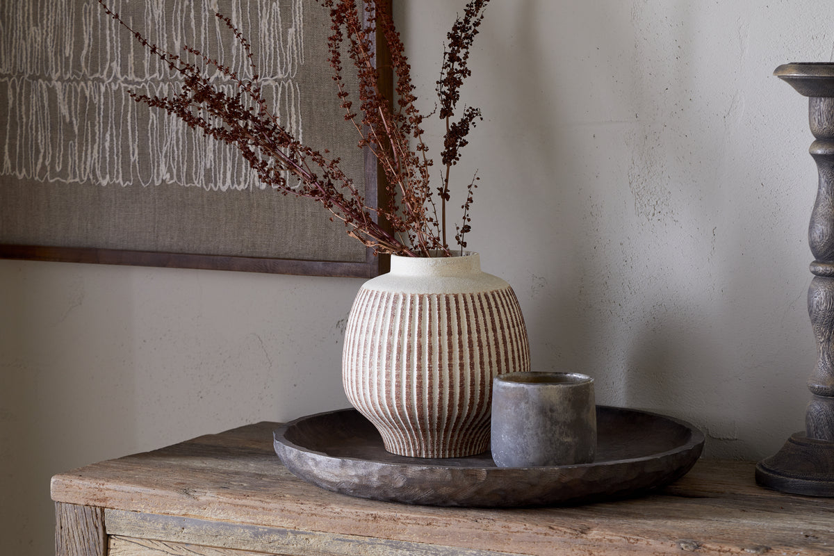 Vase décoratif en émail réactif Perola - Naturel et rouille