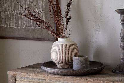 Vase décoratif en émail réactif Perola - Naturel et rouille