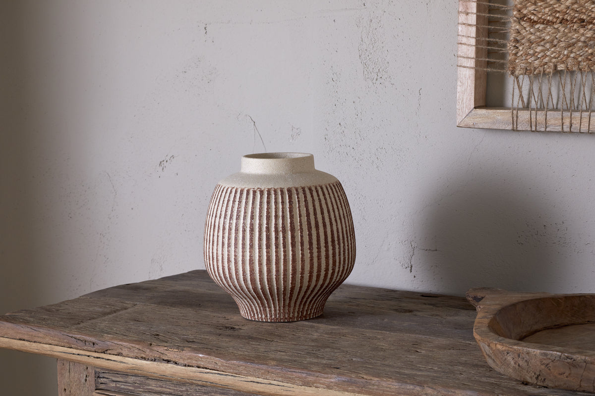Vase décoratif en émail réactif Perola - Naturel et rouille