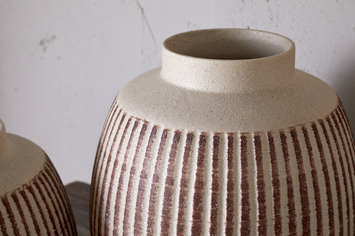 Vase décoratif en émail réactif Perola - Naturel et rouille