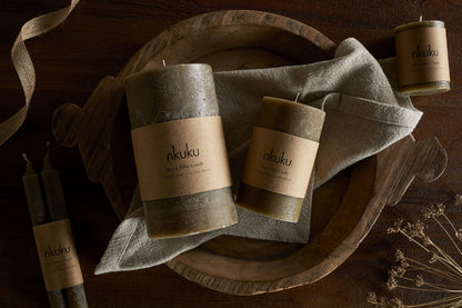 Mini bougie pilier rustique au mélange de soja - Olive