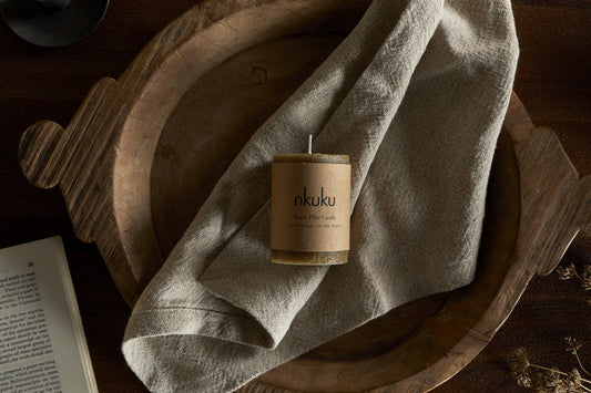 Mini bougie pilier rustique au mélange de soja - Olive