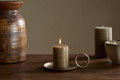 Mini bougie pilier rustique au mélange de soja - Olive
