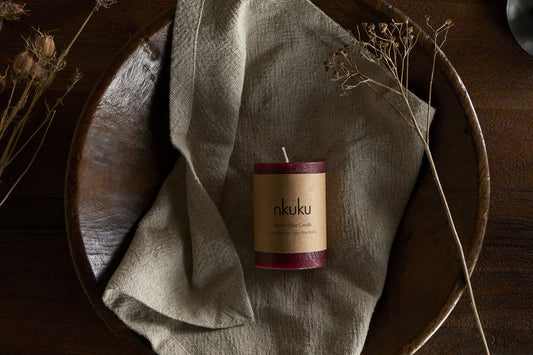 Mini bougie pilier rustique au mélange de soja - Cerise noire