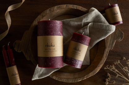 Bougie pilier rustique au soja - Cerise foncée - Petite