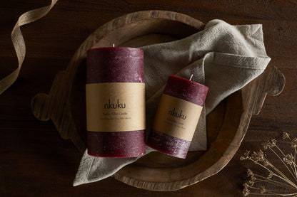 Bougie pilier rustique au soja - Cerise foncée - Petite
