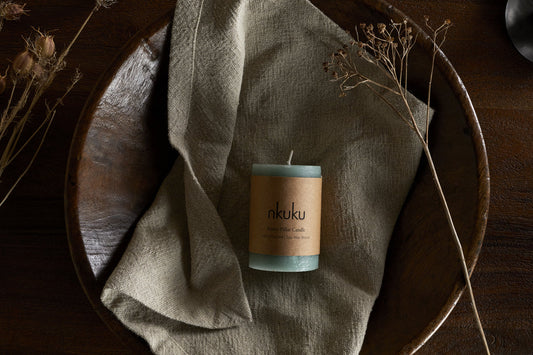 Mini bougie pilier rustique au mélange de soja - Vert sauge
