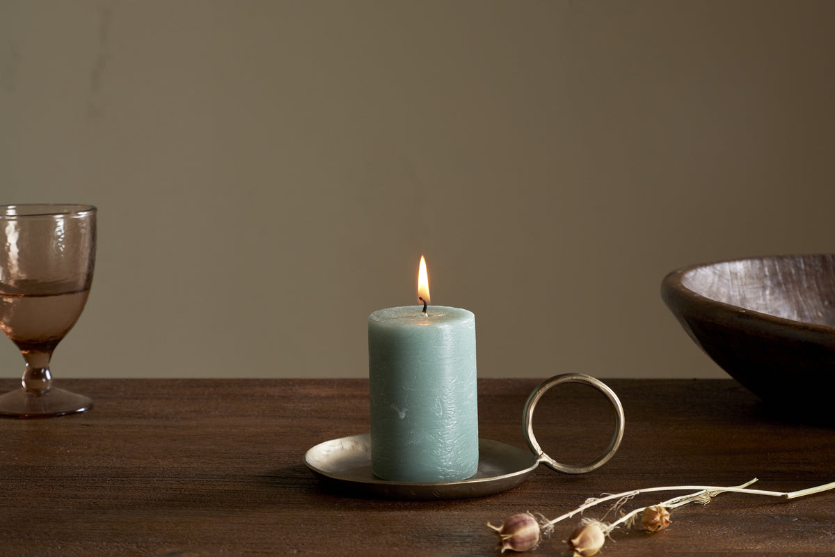 Mini bougie pilier rustique au mélange de soja - Vert sauge