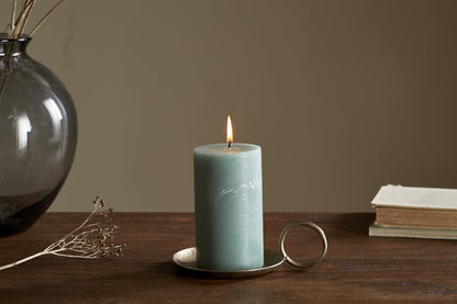 Bougie pilier rustique au soja – Vert sauge – Petite