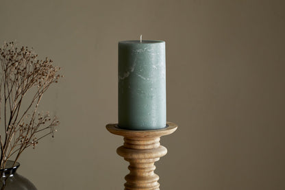 Bougie pilier rustique au soja – Vert sauge – Grande taille