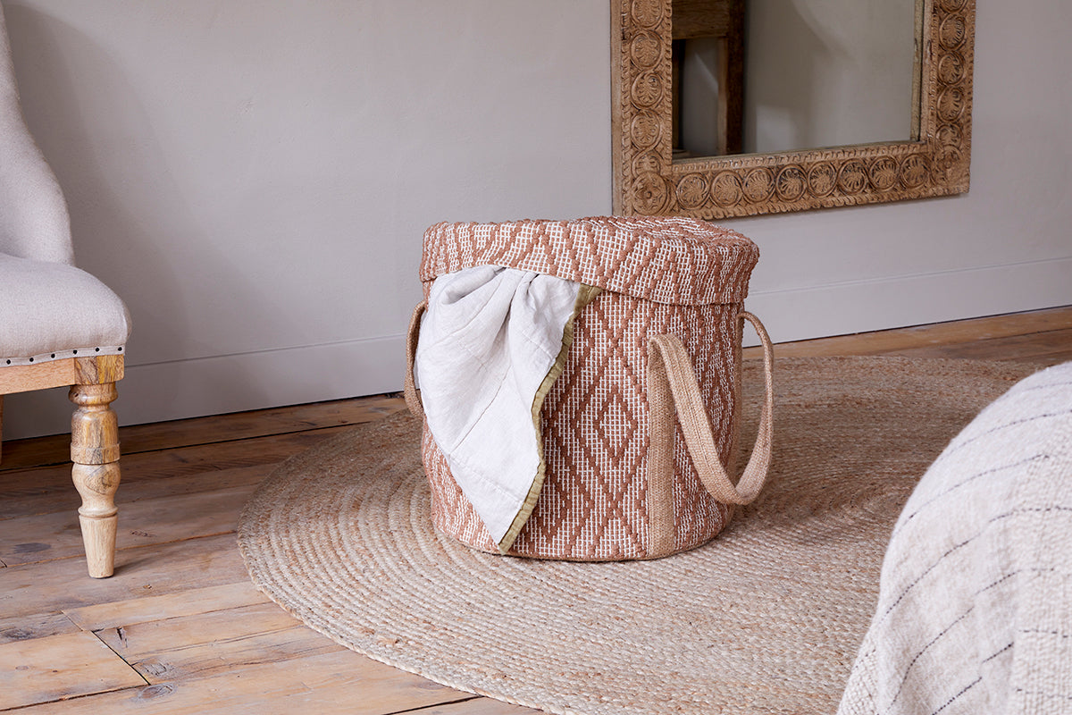 Panier à linge en jute Renu - Rouille et naturel