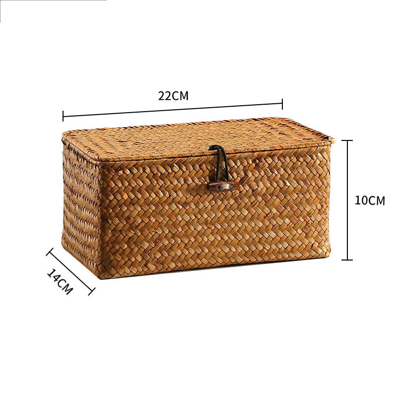 Étui de rangement en rotin tissé à la main