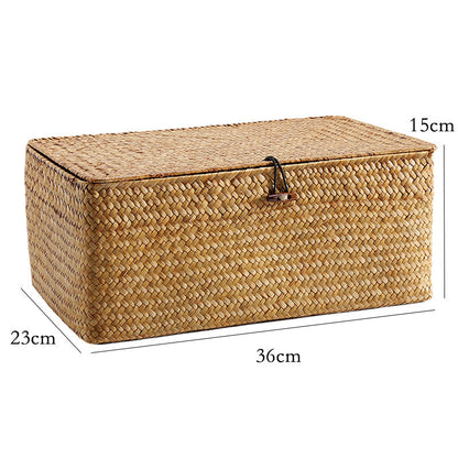 Étui de rangement en rotin tissé à la main