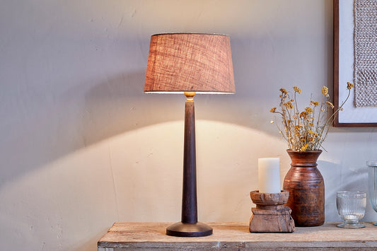 Lampe de table Sahar en bois de manguier - Teinte foncée