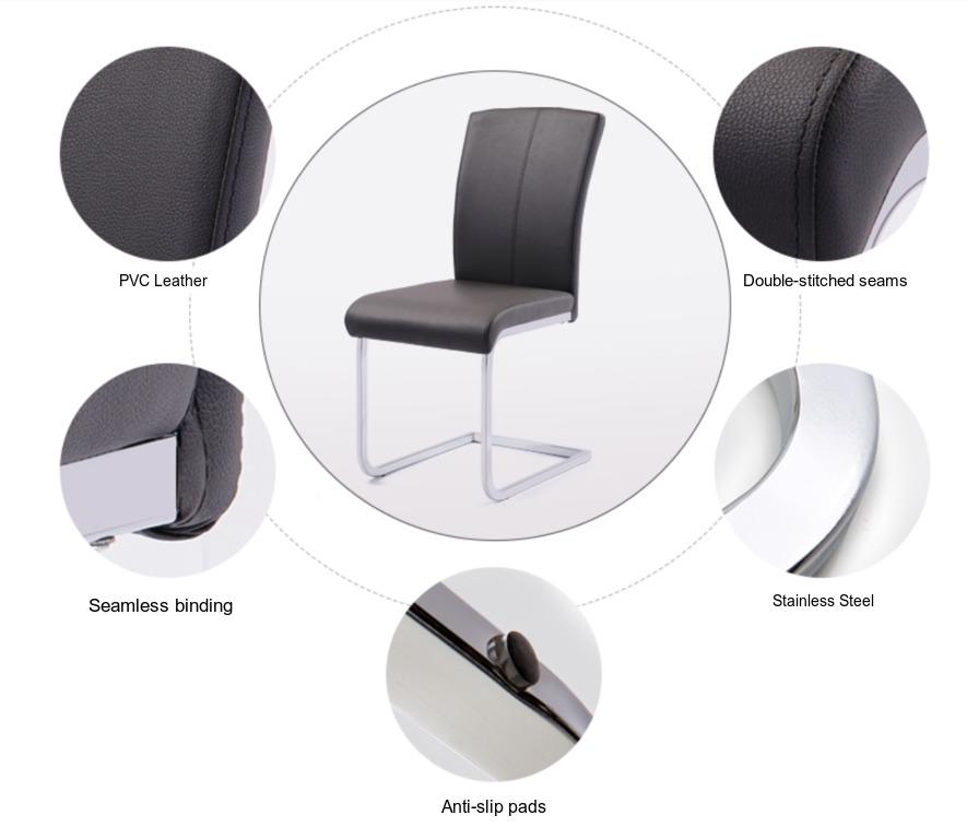 Chaise de salle à manger contemporaine en forme de S AMELIA