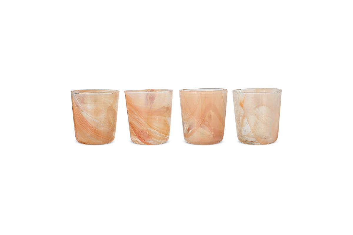 Verre à vin tourbillon en marbre Shirali - Abricot (lot de 4)