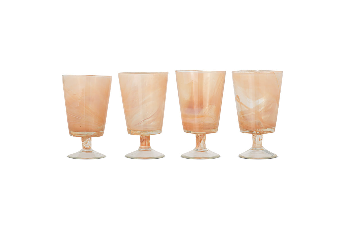 Verre à vin tourbillon en marbre Shirali - Abricot - (lot de 4)