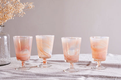 Verre à vin tourbillon en marbre Shirali - Abricot - (lot de 4)