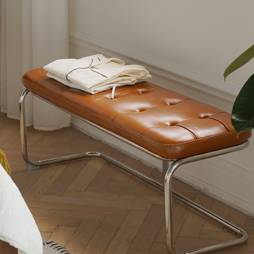 Banc et pouf en cuir Carlea