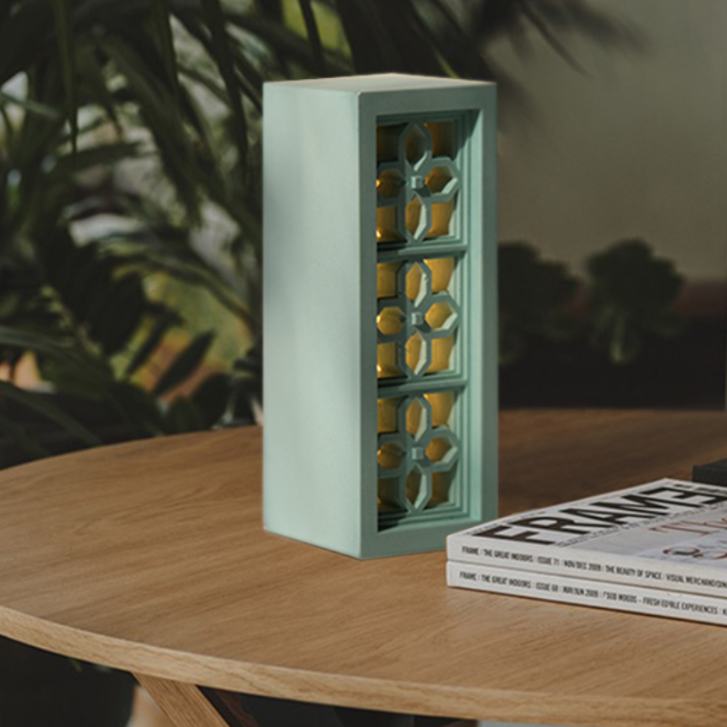 Veilleuse en béton à treillis chinois