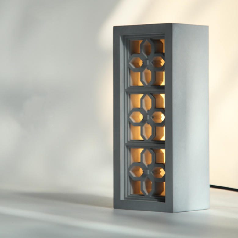 Veilleuse en béton à treillis chinois