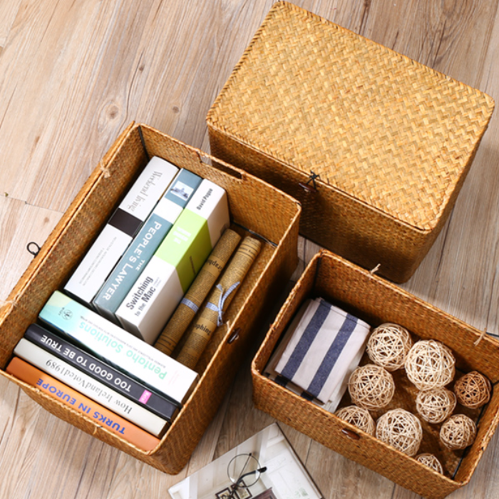 Panier de rangement en jonc de mer Alkire