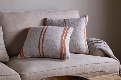 Housse de coussin Tajana en lin à rayures - Rouille