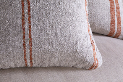 Housse de coussin Tajana en lin à rayures - Rouille
