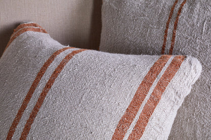 Housse de coussin Tajana en lin à rayures - Rouille