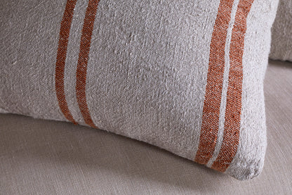 Housse de coussin Tajana en lin à rayures - Rouille